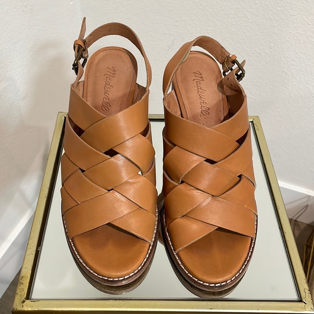 Madewell The Cindy Leather Woven High Heeled Sandals